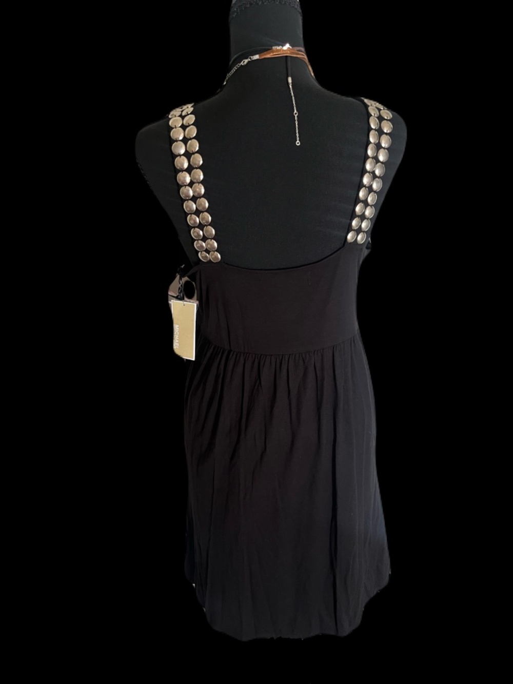 NWT Michael Kors Studded Black Mini Dress size M - Picture 2 of 5